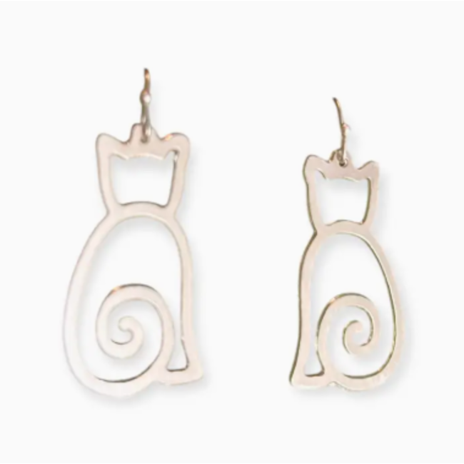 Sleek Cat Earrings in Silver
