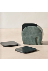 India Stone Elephant Holder & Coasters (set of 4), India
