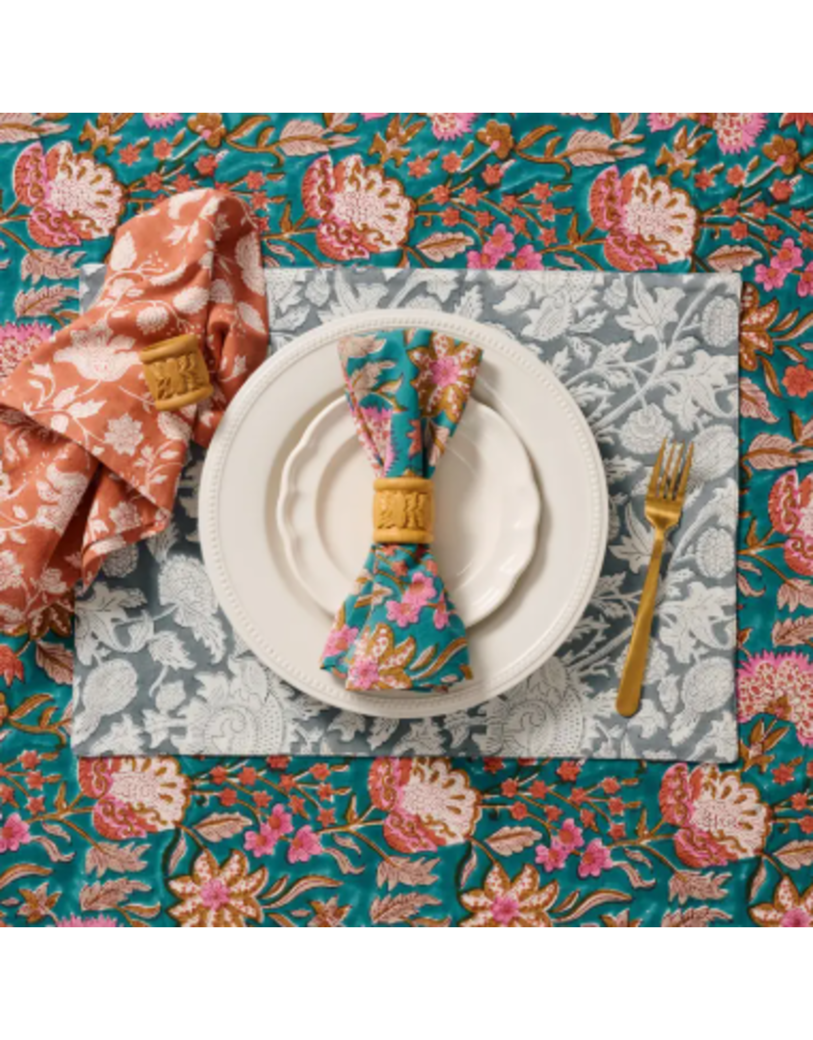 India Stabaka Blockprint Tablecloth (60x90), India