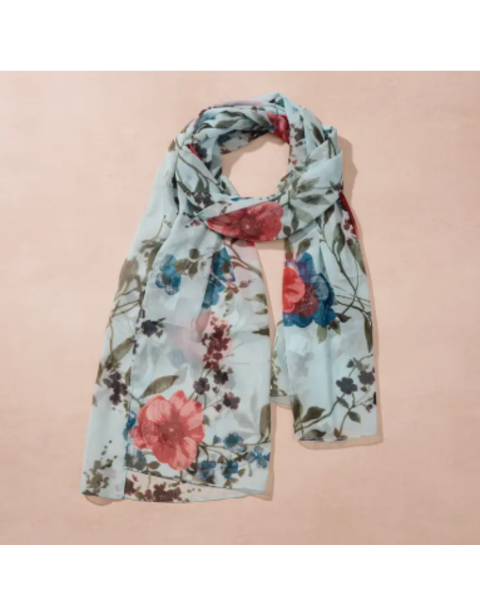 India Komal Floral & Leaf Chiffon Scarf, India