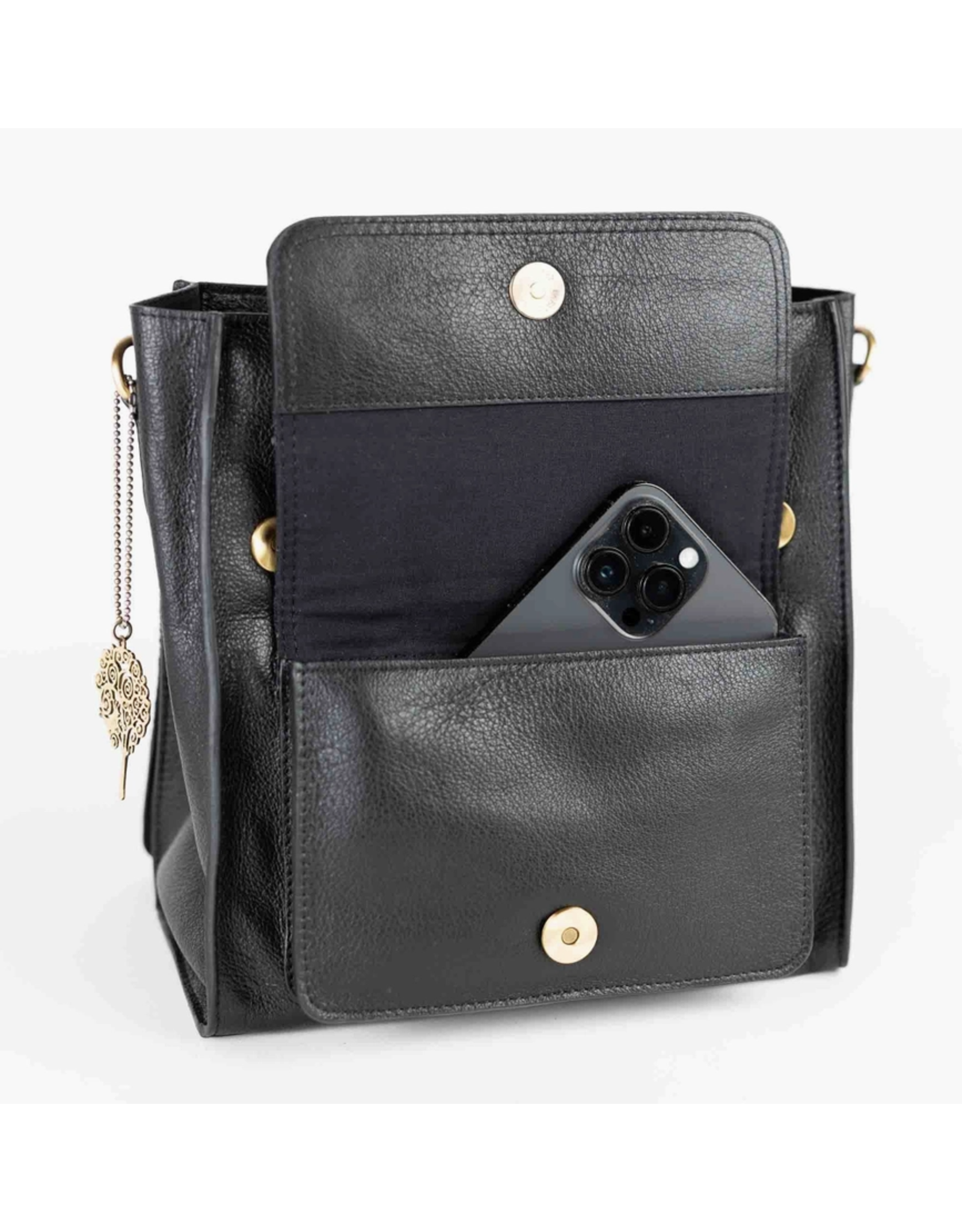 India Jarni Black Leather Backpack, India