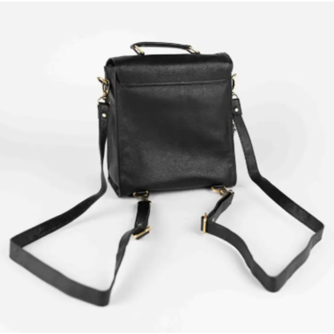 Jarni Black Leather Backpack