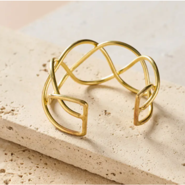 Intertwined Brass Cuff Bracelet