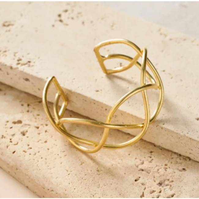 Intertwined Brass Cuff Bracelet