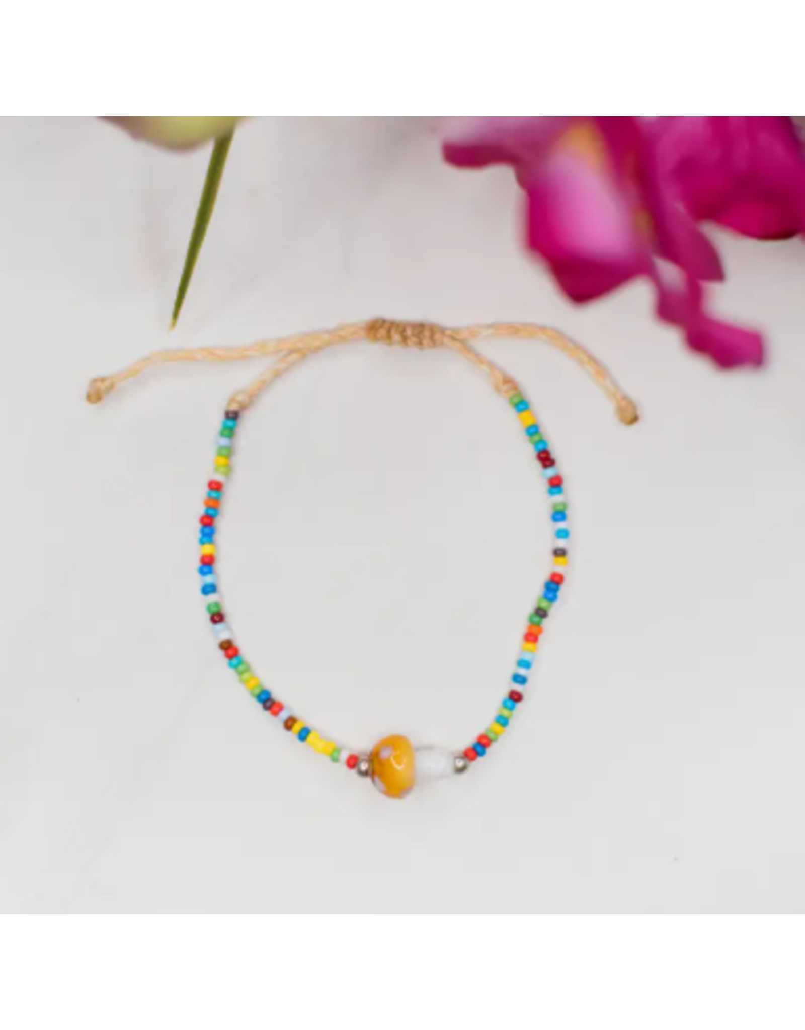 Guatemala Mushroom Beaded String Bracelet, Guatemala