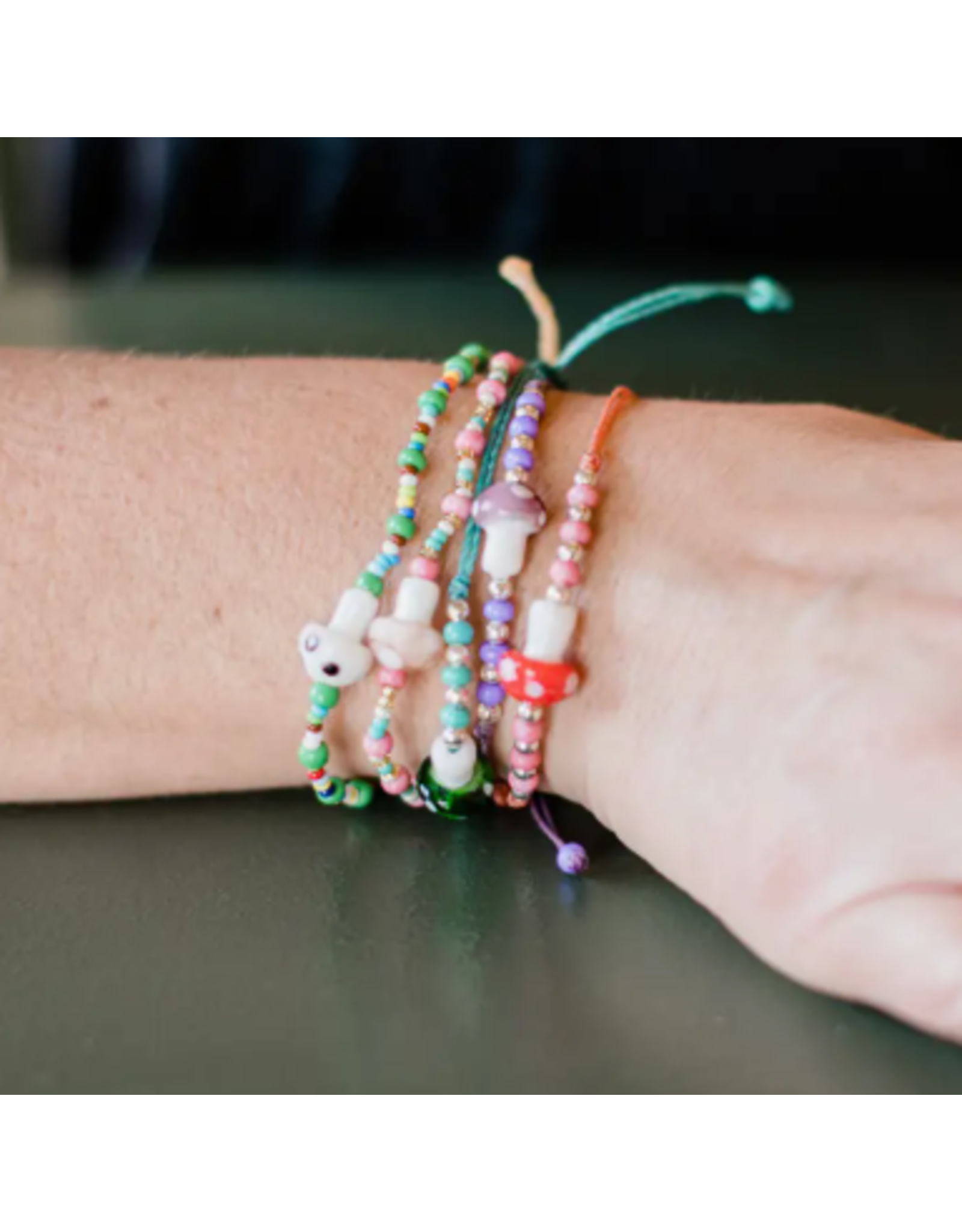 Guatemala Mushroom Beaded String Bracelet, Guatemala