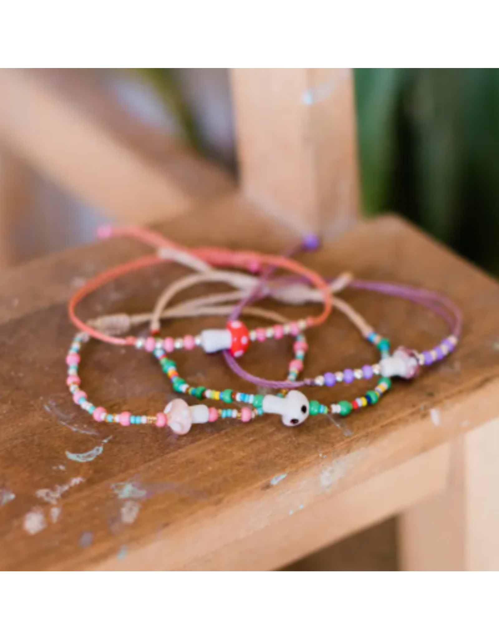 Guatemala Mushroom Beaded String Bracelet, Guatemala