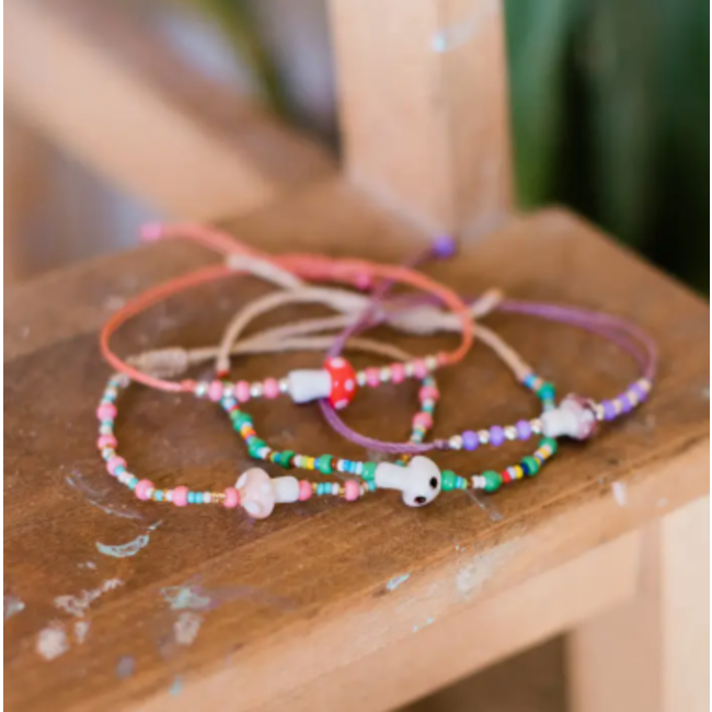 Mushroom Beaded String Bracelet