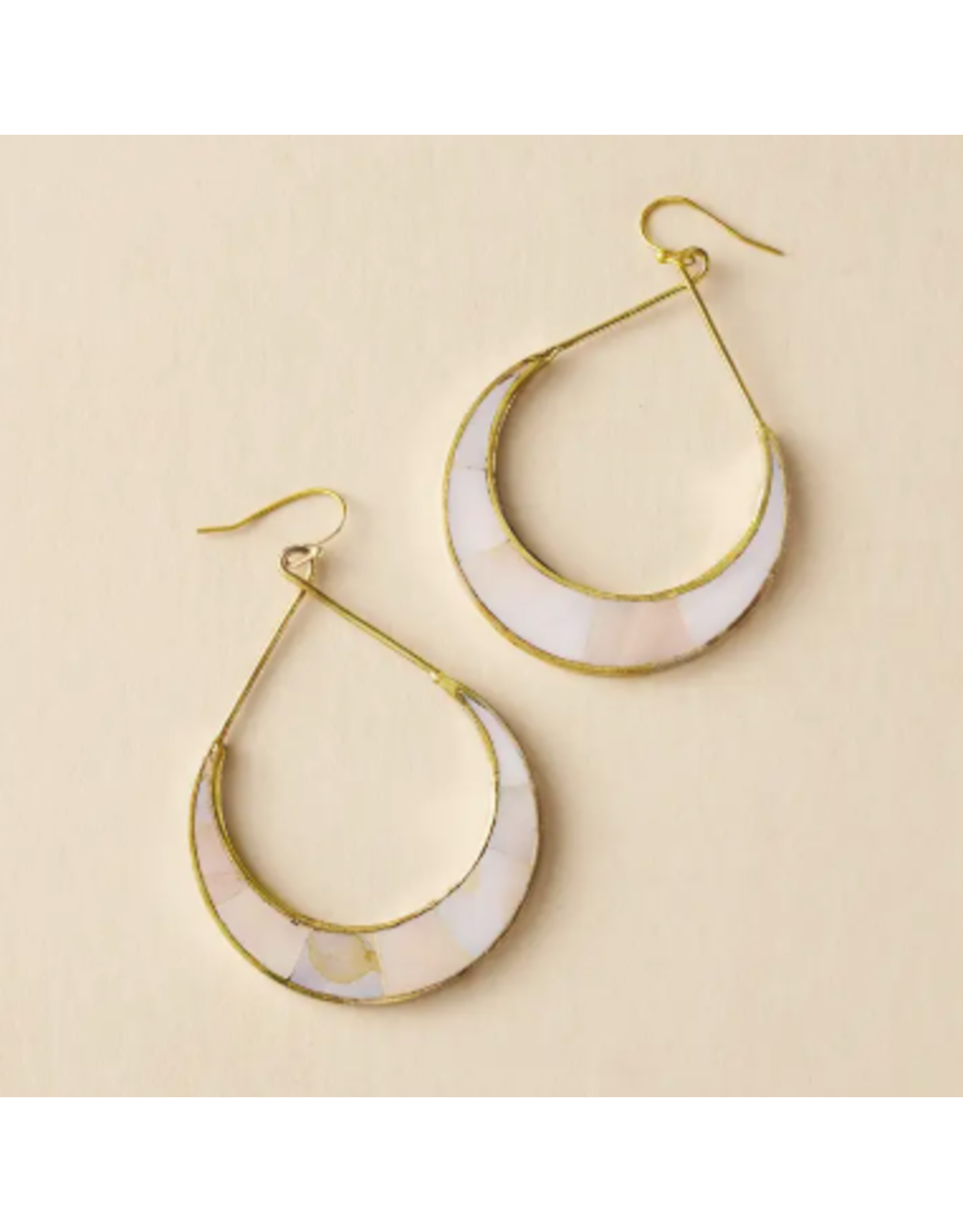 India Rajani Crescent Mother of Pearl Earrings, India