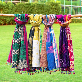 India Kantha Upcycled Sari Scarf India Kantha Upcycled Sari Scarf