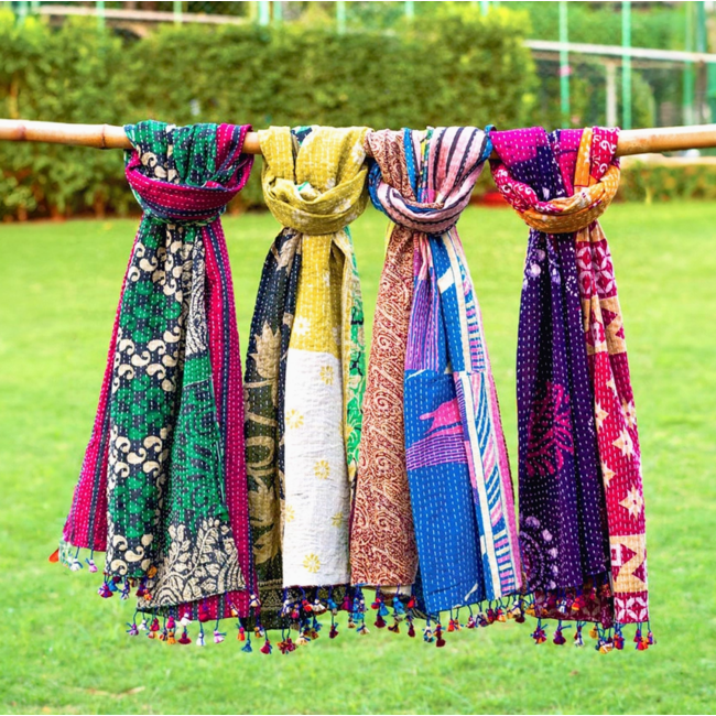 Kantha Upcycled Sari Scarf