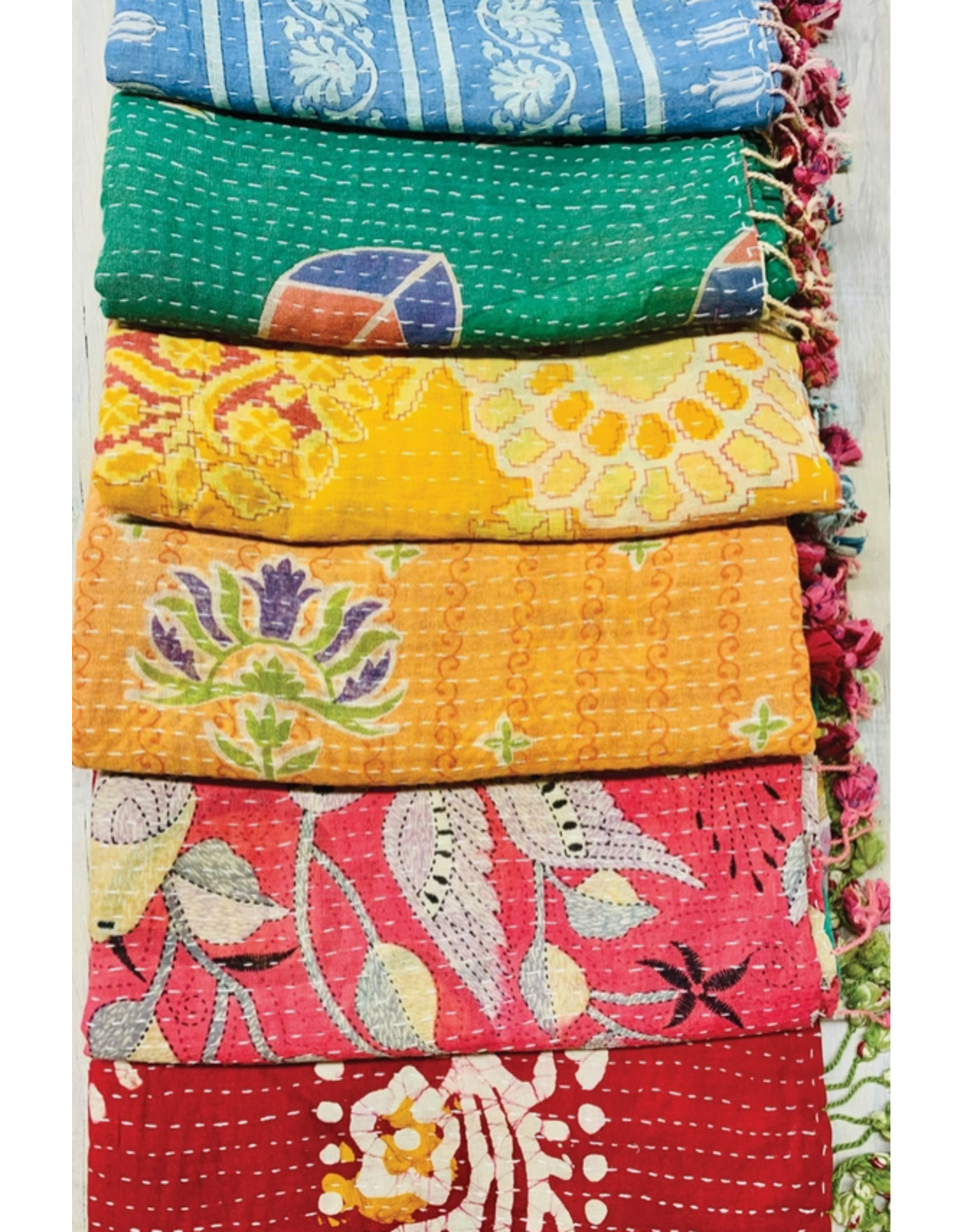 India Kantha Upcycled Sari Scarf, India