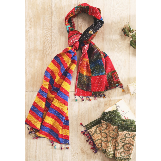 Kantha Upcycled Sari Scarf