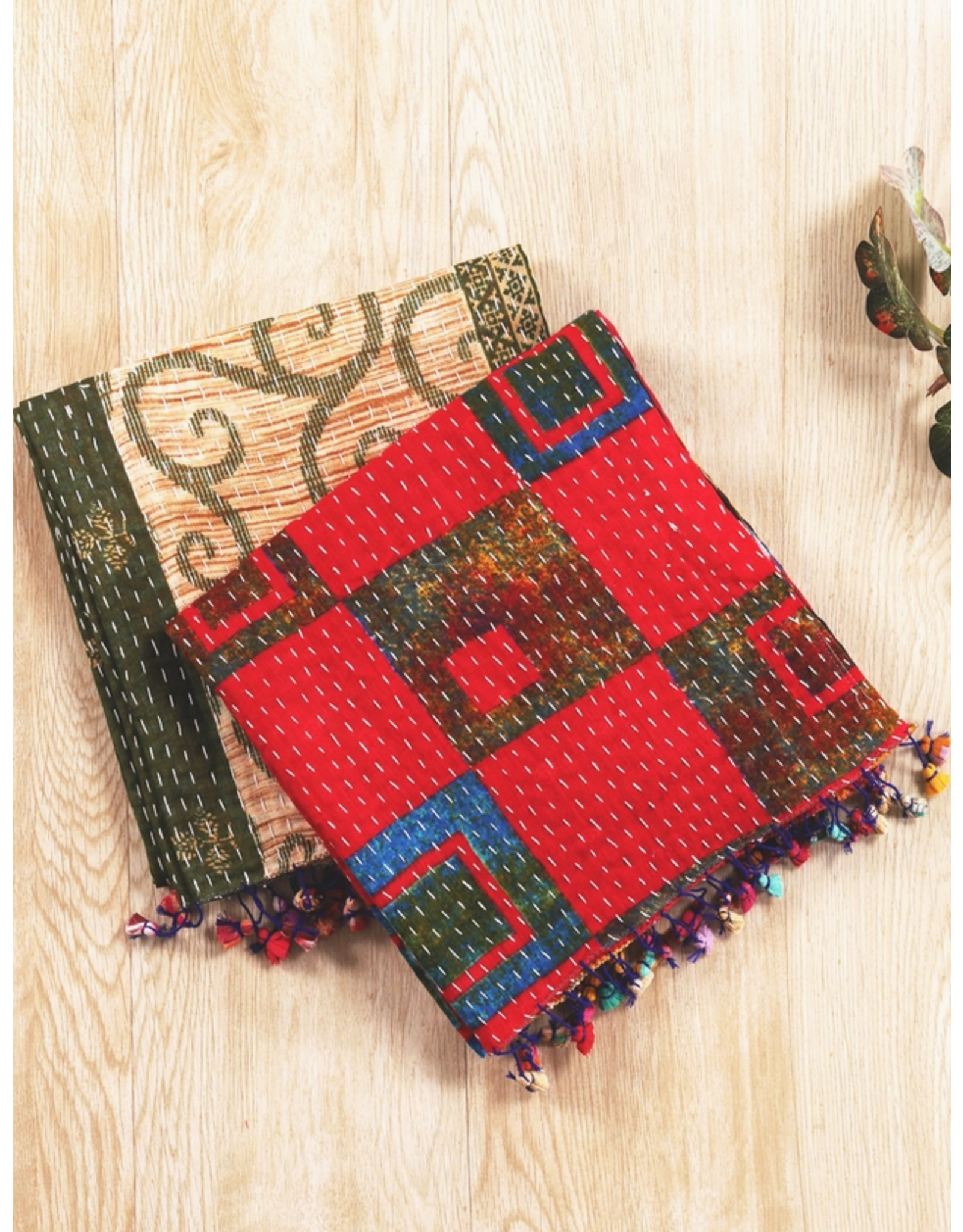 India Kantha Upcycled Sari Scarf, India