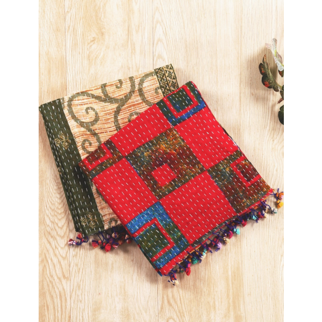 Kantha Upcycled Sari Scarf