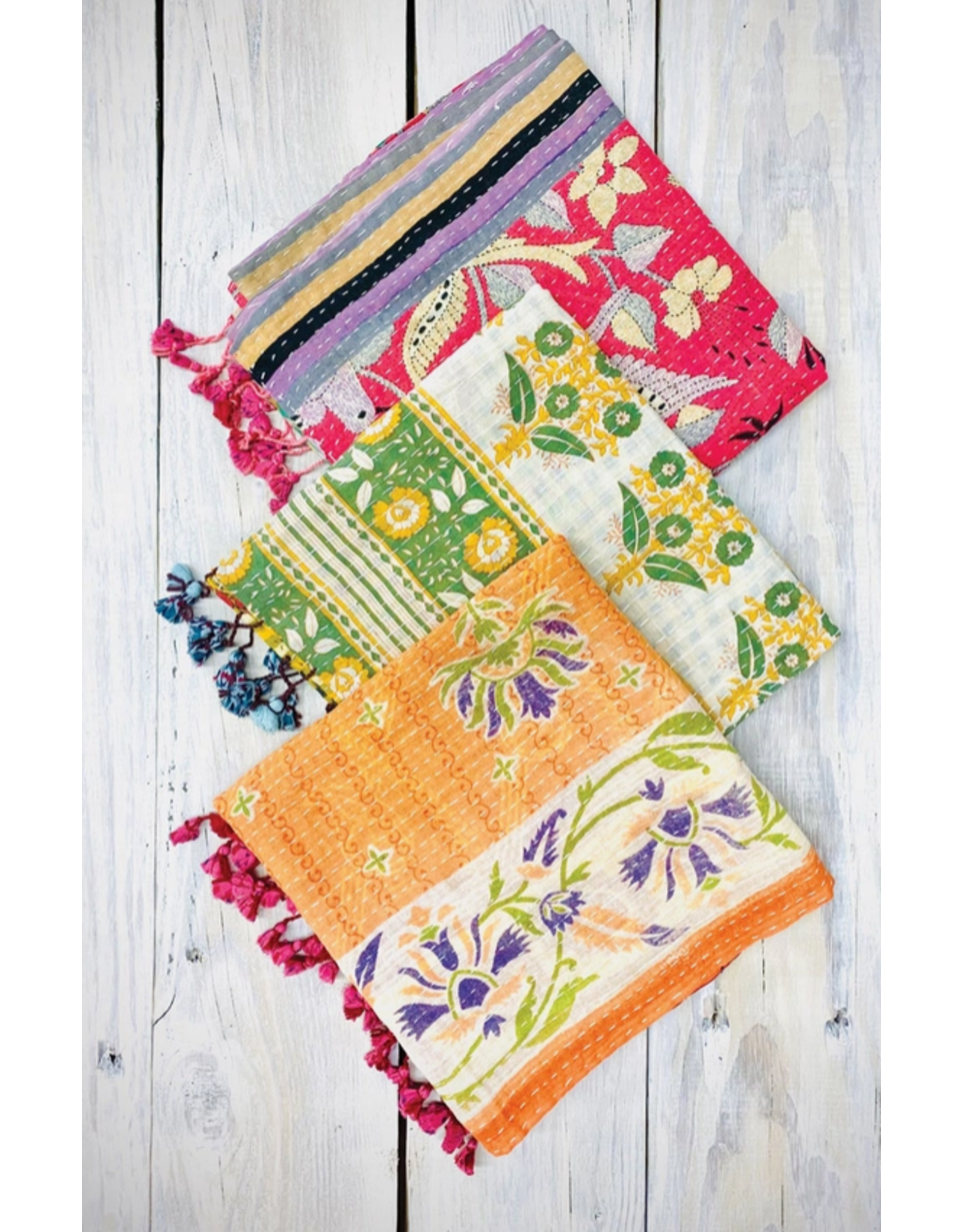 India Kantha Upcycled Sari Scarf, India