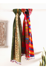 India Kantha Upcycled Sari Scarf, India