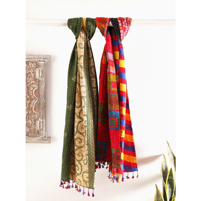 Kantha Upcycled Sari Scarf