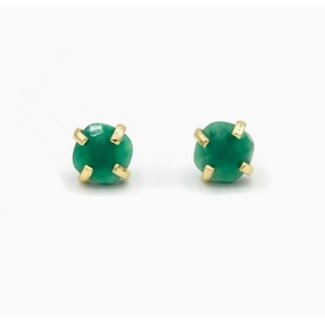 India CLEARANCE Earrings  - Encaged Green Onyx Studs