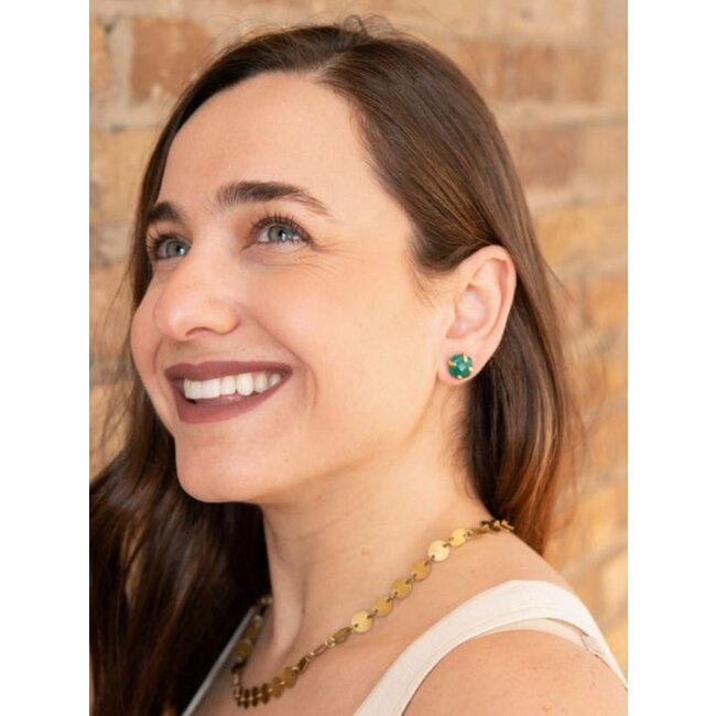 Encaged Green Onyx Studs