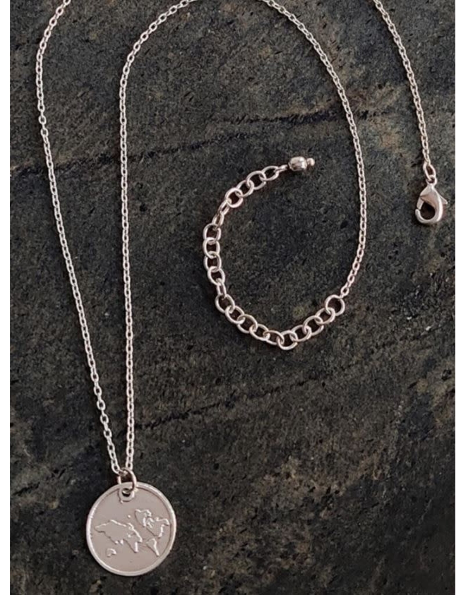 India Globe Pendant Silver Necklace, India
