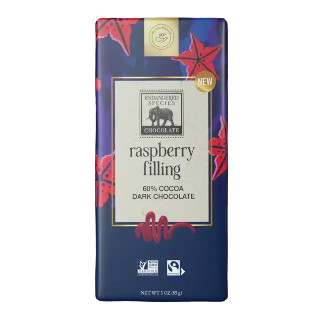 Endangered Species - 60% Dark Chocolate w/ Raspberry Filling 85g