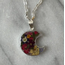 Mexico Pressed Flower Crescent Pendant Necklace
