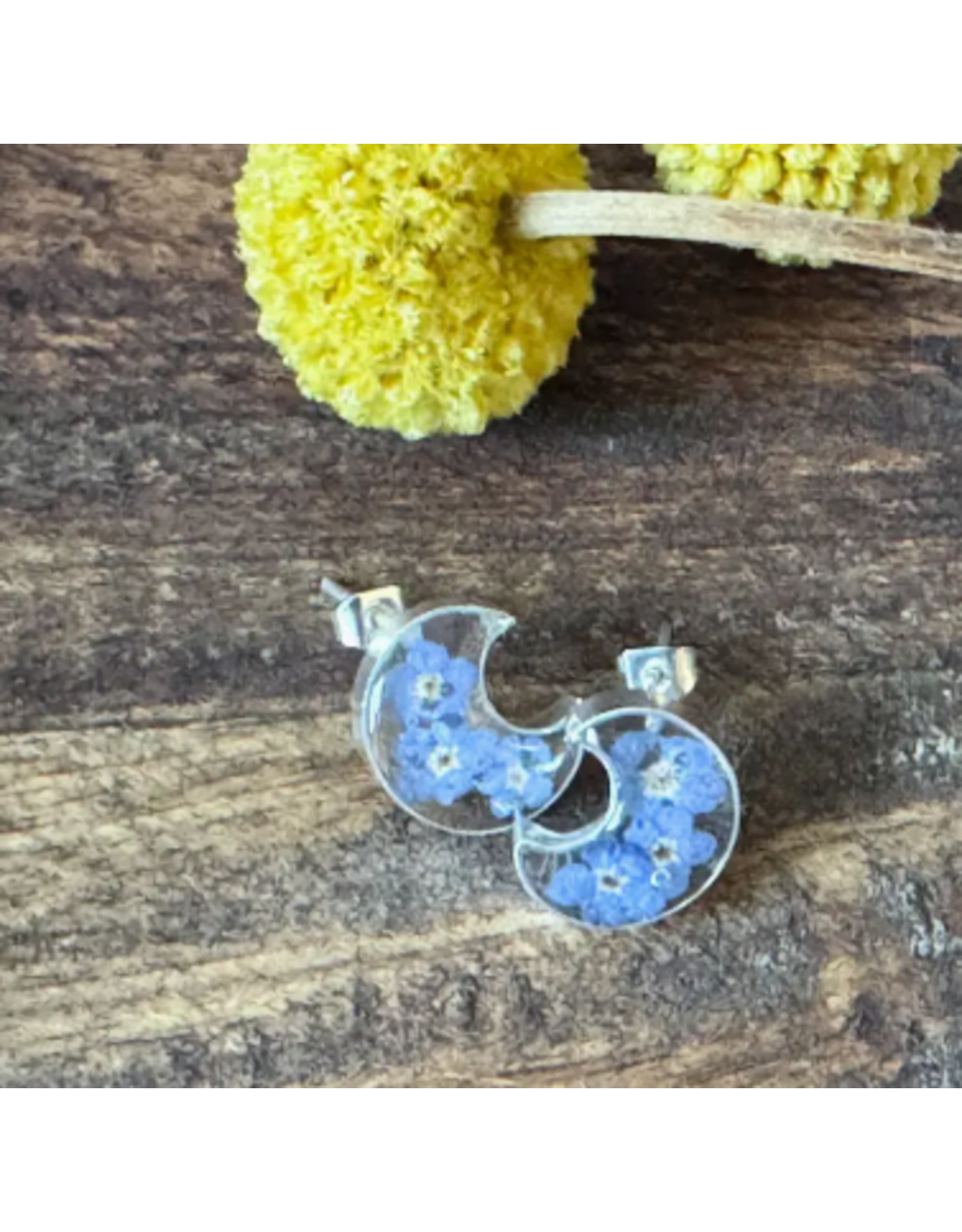 Mexico Pressed Flower Crescent Earrings, Mexico
