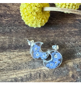 Mexico Pressed Flower Crescent Earrings, Mexico