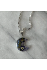Mexico Pressed Flower Crescent Pendant Necklace, Mexico