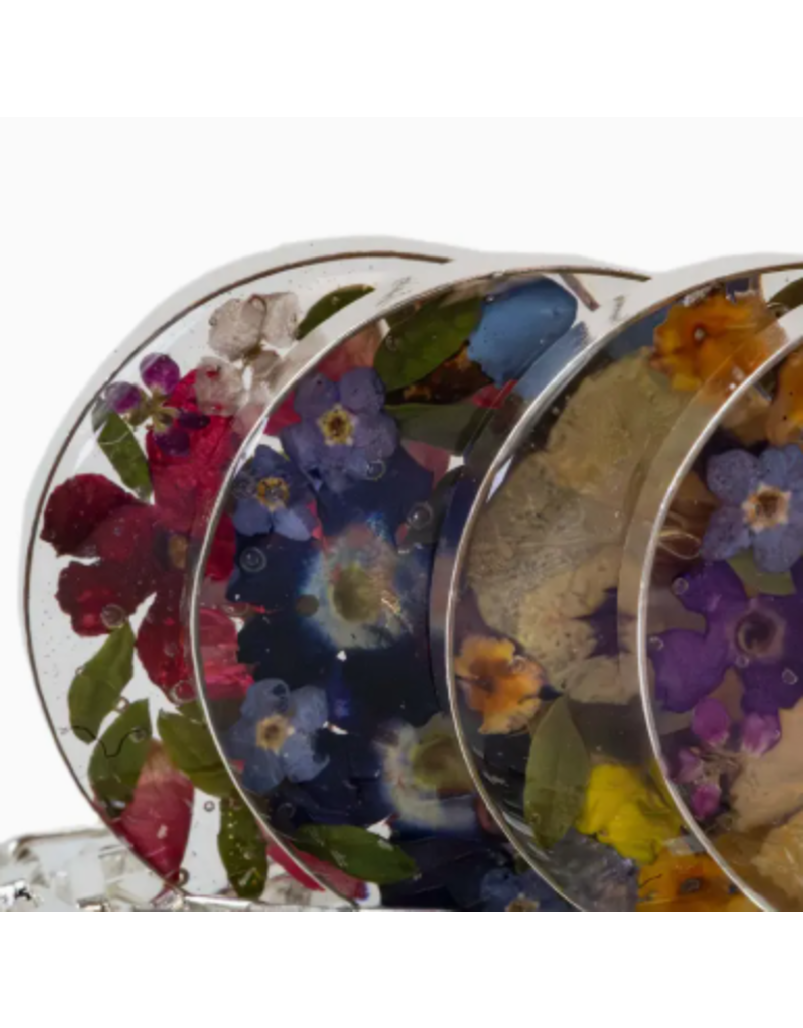 Mexico Pressed Flower Crescent Pendant Necklace, Mexico