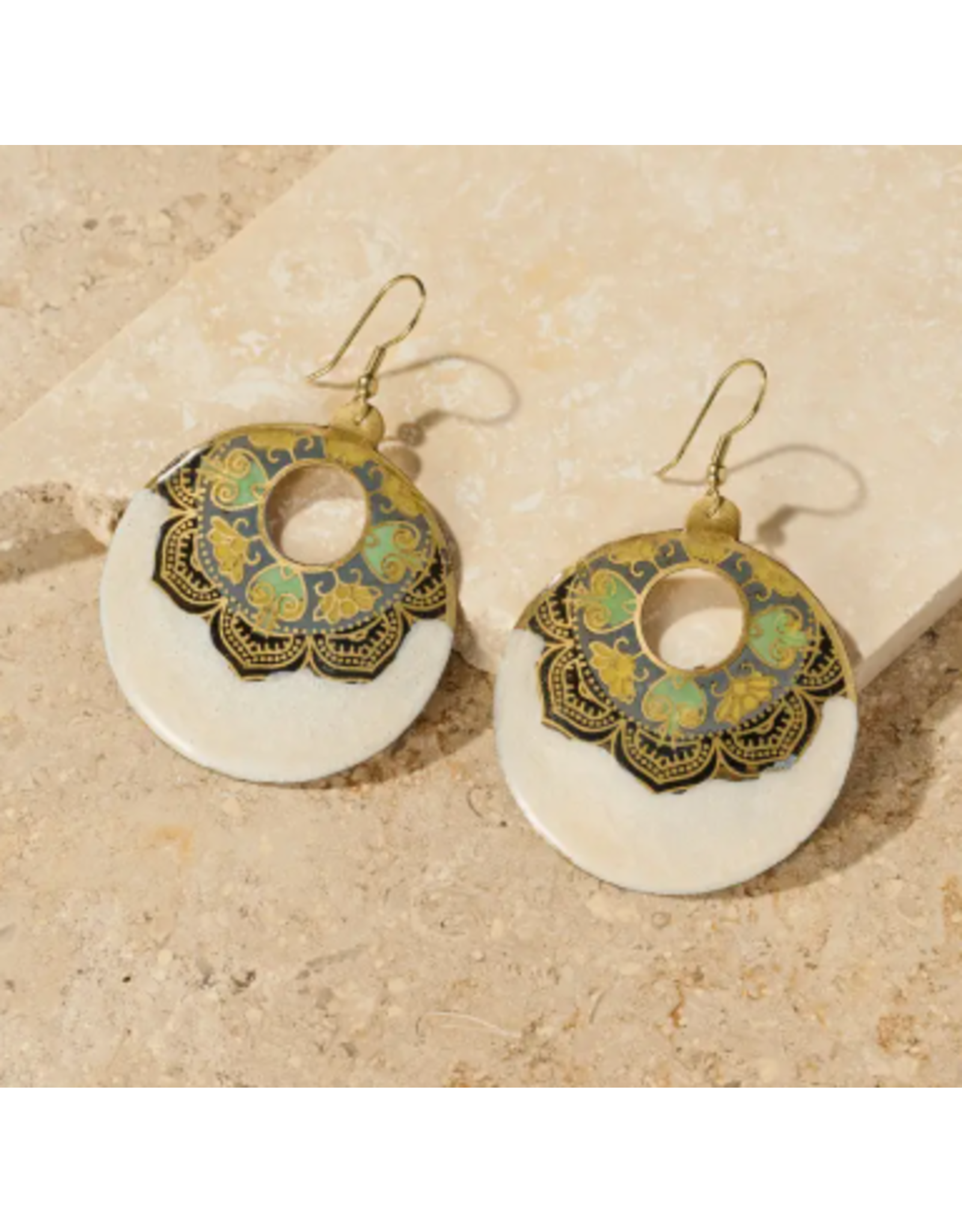 India Mandir Enamel Earrings, India