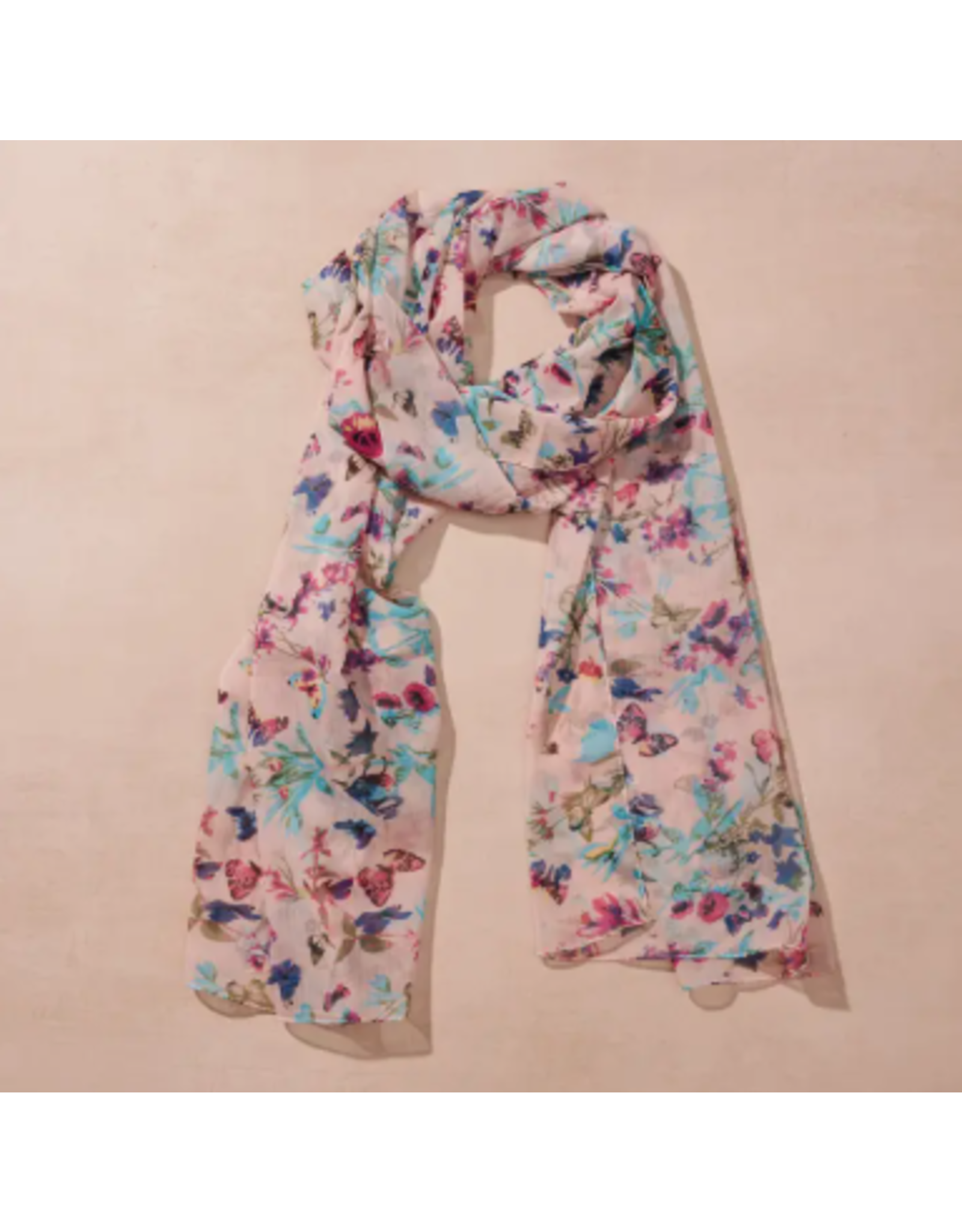 India Komal Floral & Butterfly Chiffon Scarf, India