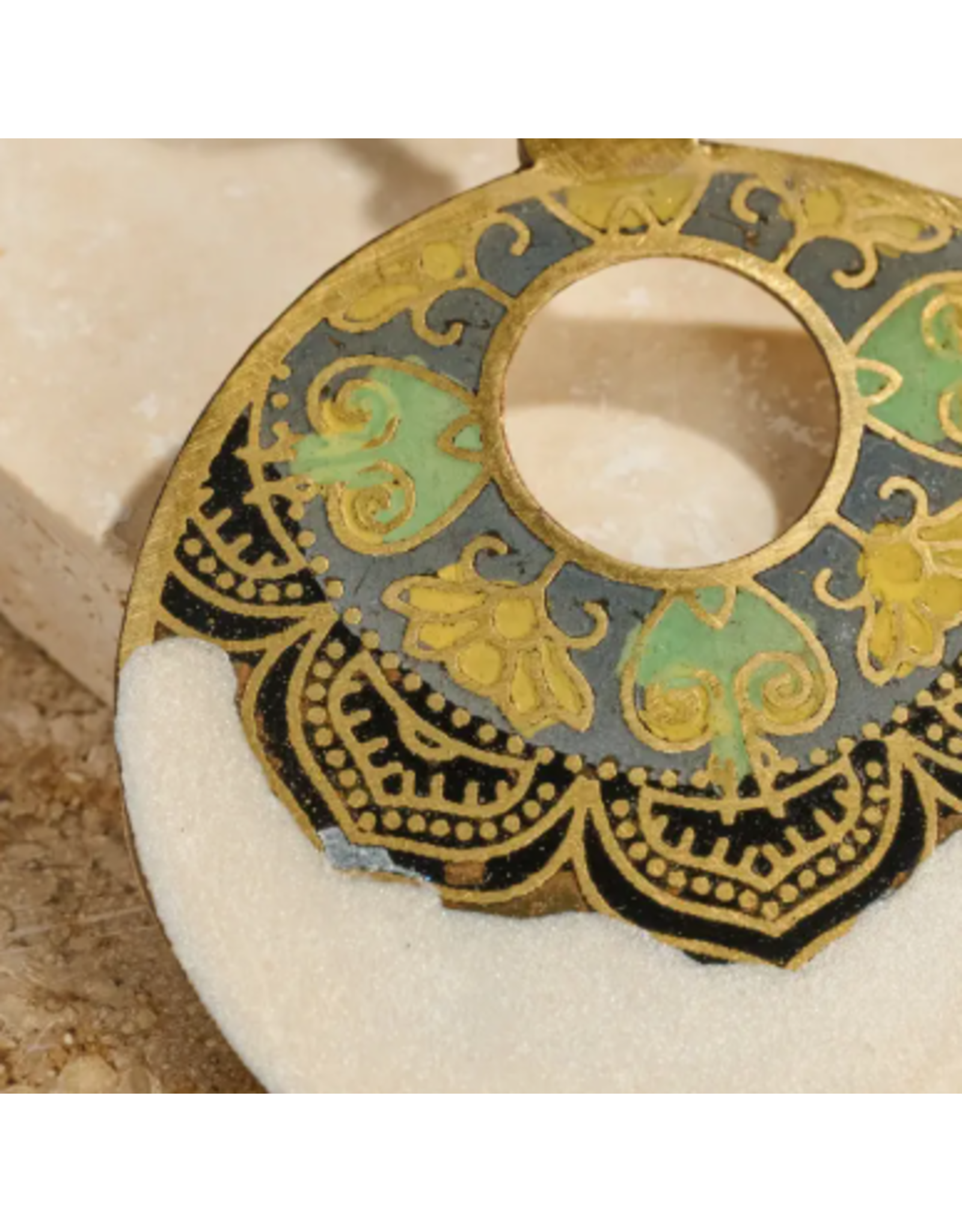 India Mandir Enamel Earrings, India