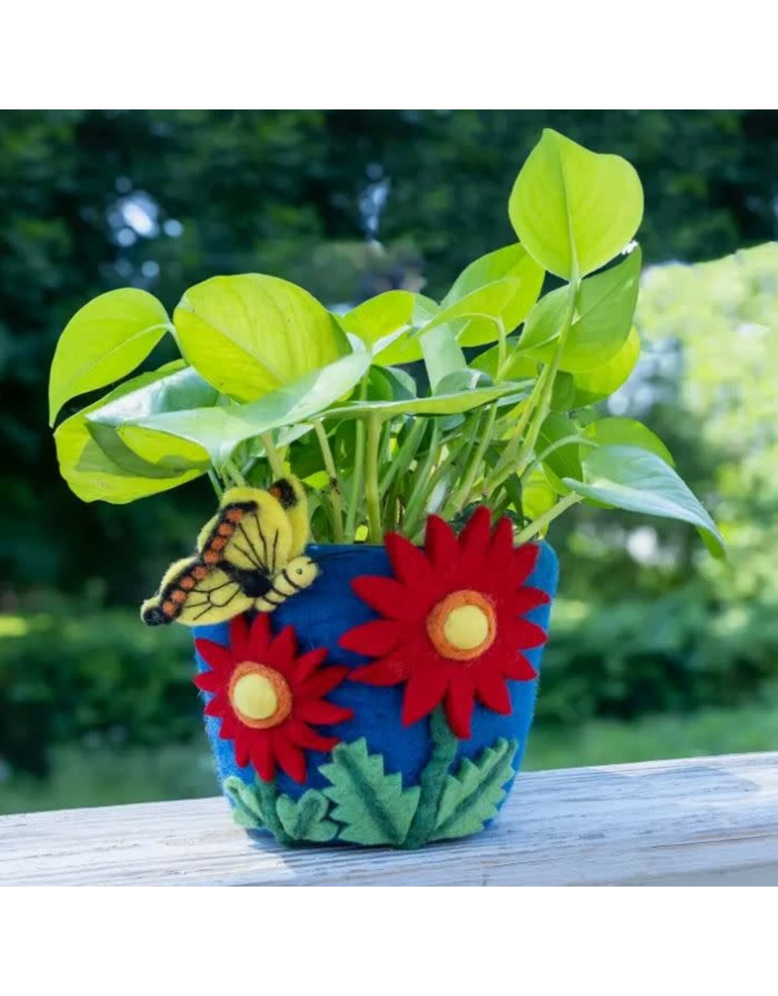 Nepal Butterfly & Cosmos Felt Pot