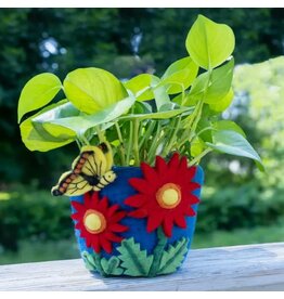 Nepal Butterfly & Cosmos Felt Pot