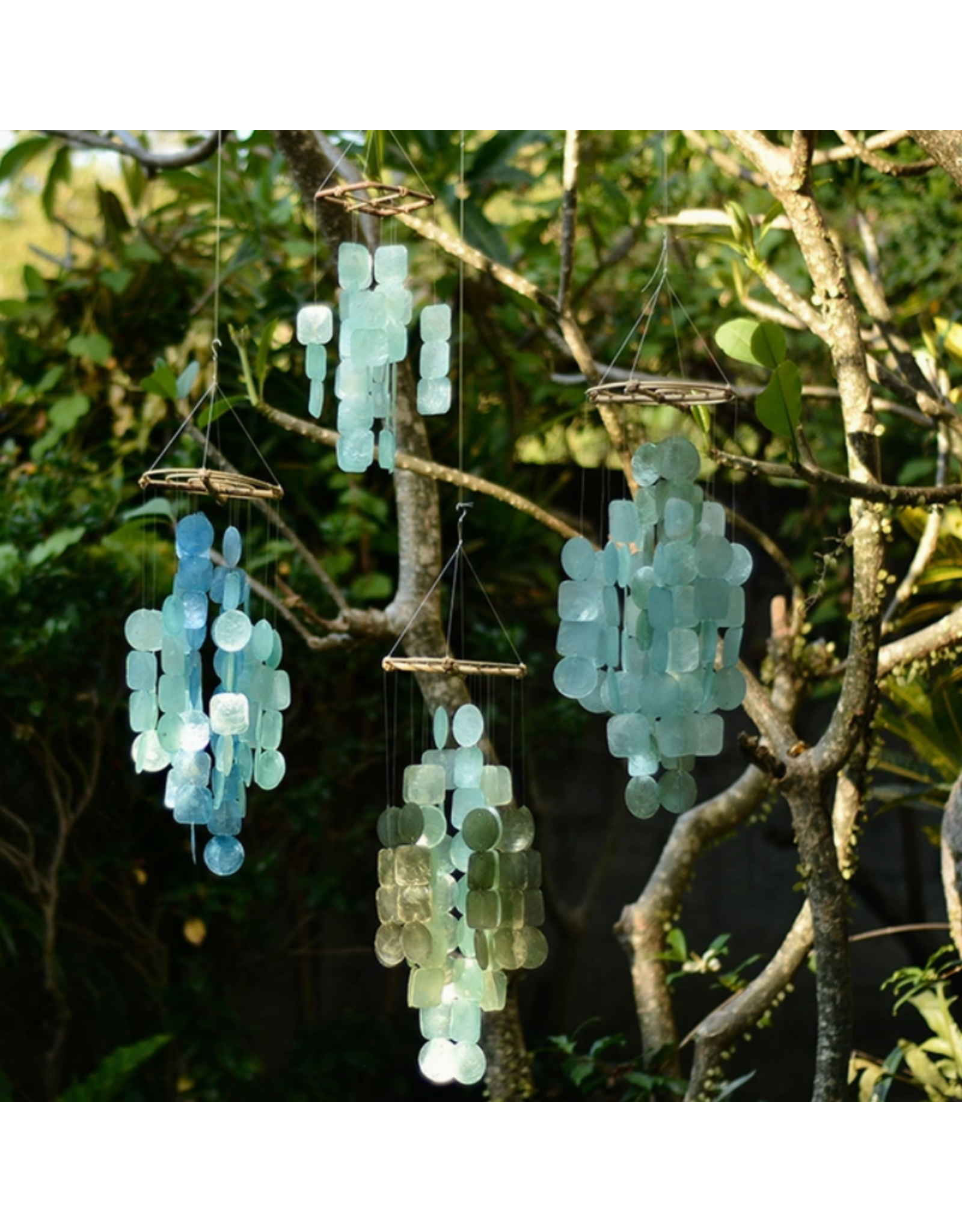Indonesia Medium Blue & Turquoise Capiz Chime, Indonesia