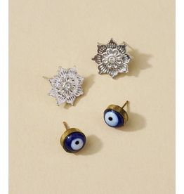 India CLEARANCE Drishti Evil Eye Charm Stud Earrings Set, India