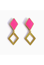India Magenta & Gold Geometric Earrings, India