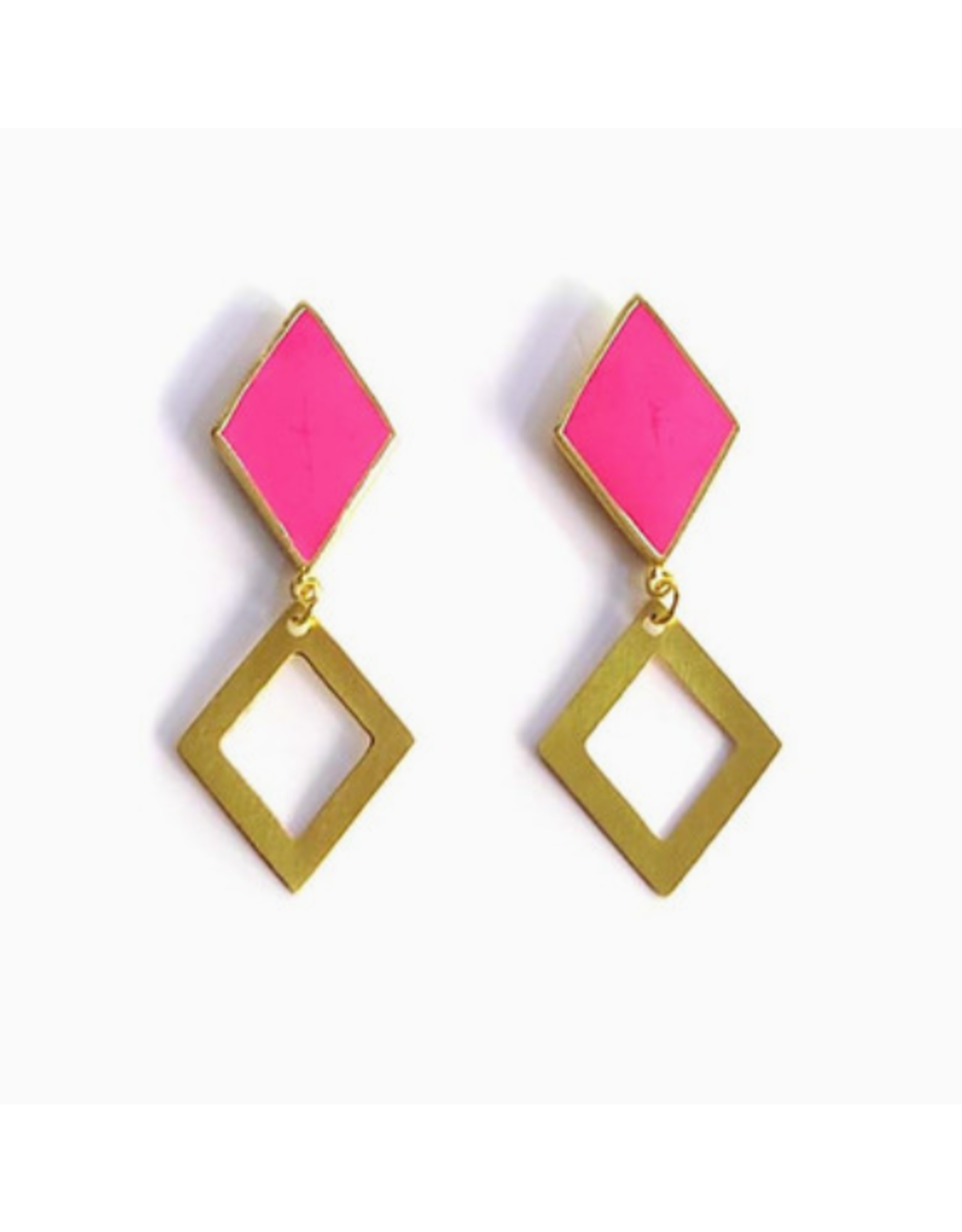 India Magenta & Gold Geometric Earrings, India