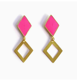 India Magenta & Gold Geometric Earrings, India