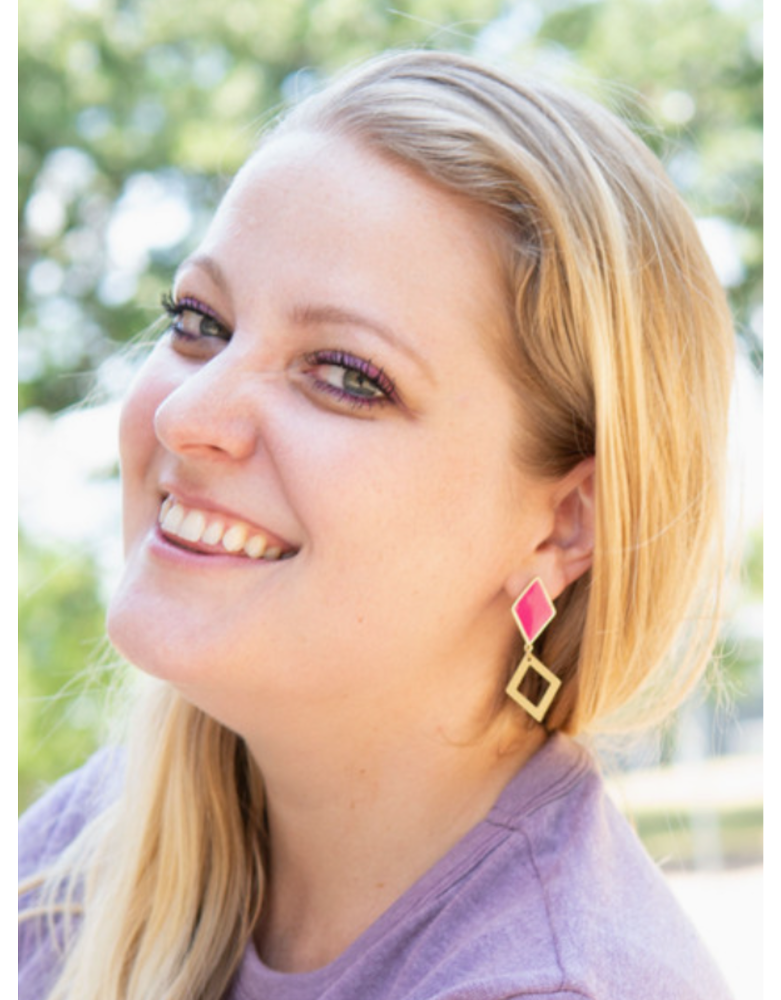 India Magenta & Gold Geometric Earrings, India