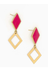 India Magenta & Gold Geometric Earrings, India