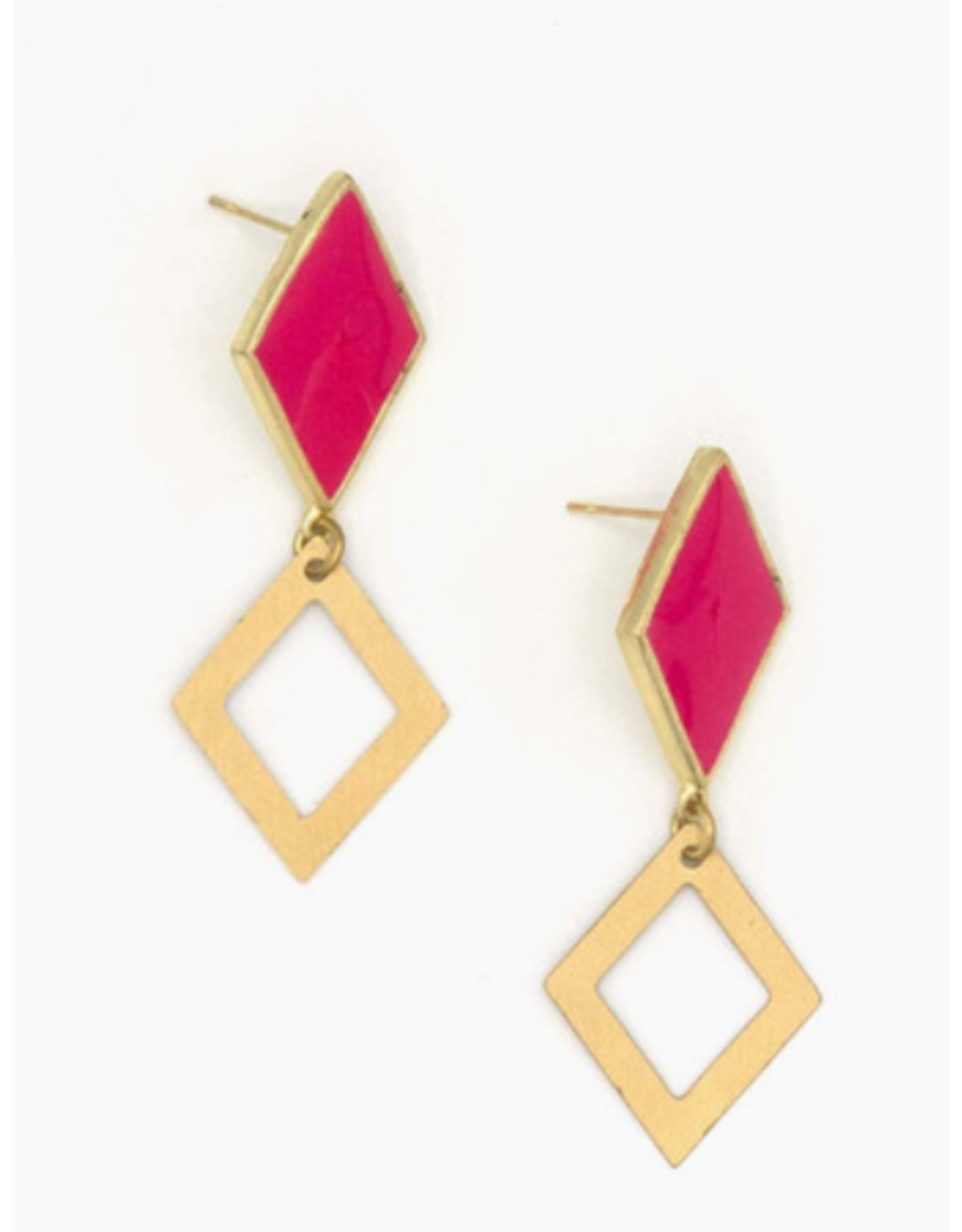 India Magenta & Gold Geometric Earrings, India