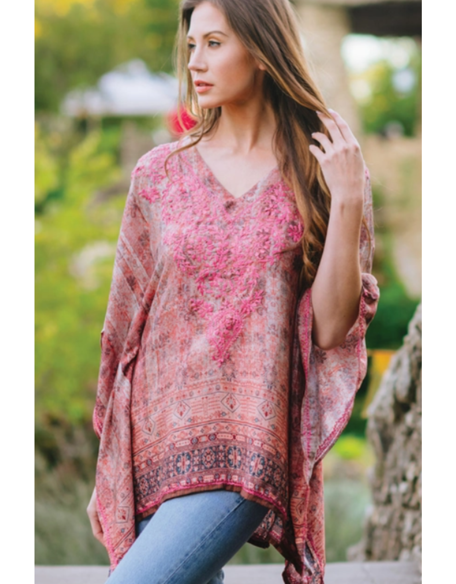 India Demira Embroidered Top - Rose & Plum, India