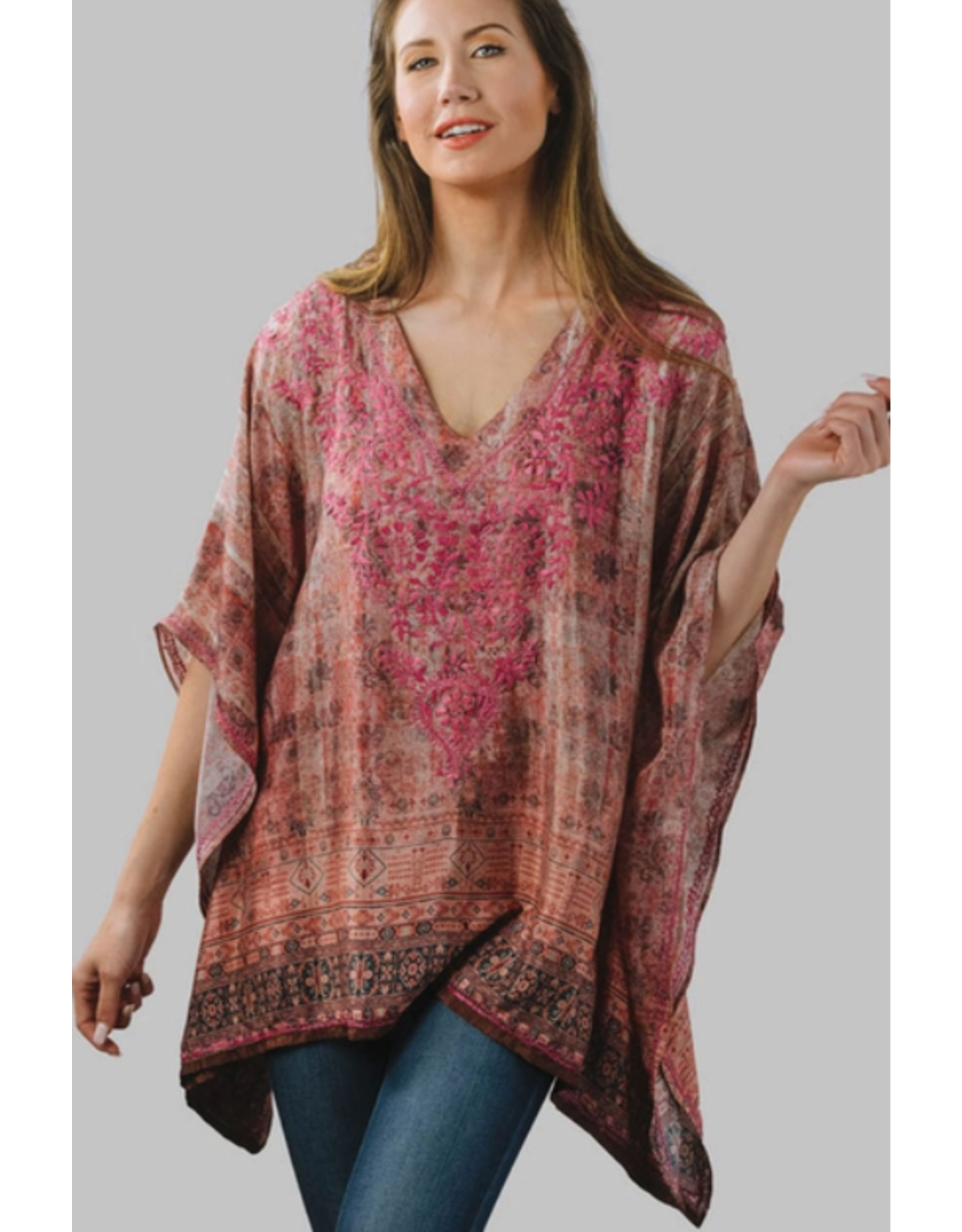 India Demira Embroidered Top - Rose & Plum, India