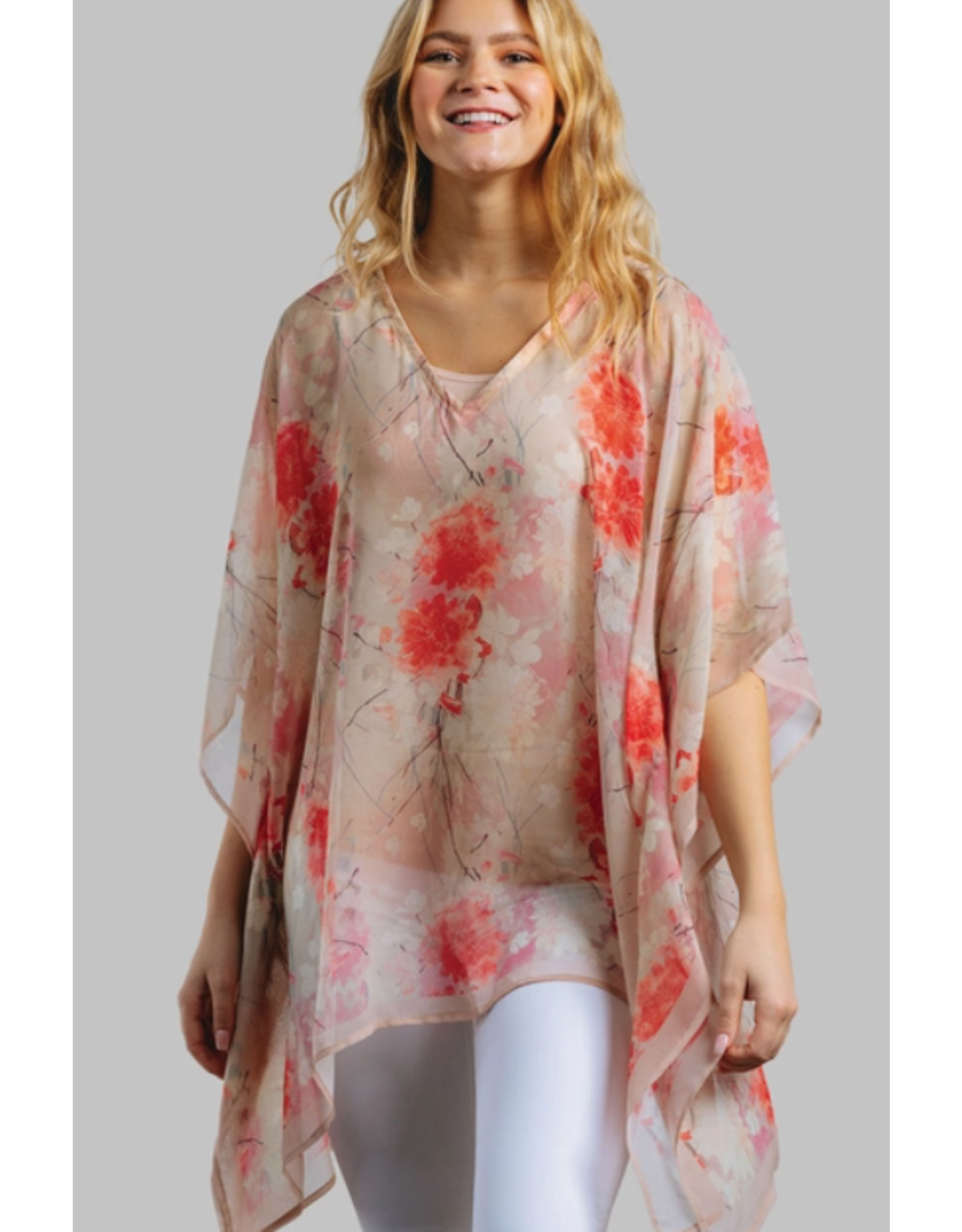 India Kumari Tunic - Ivory & Coral, India
