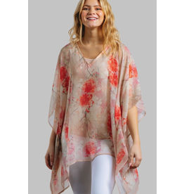 India Kumari Tunic - Ivory & Coral, India