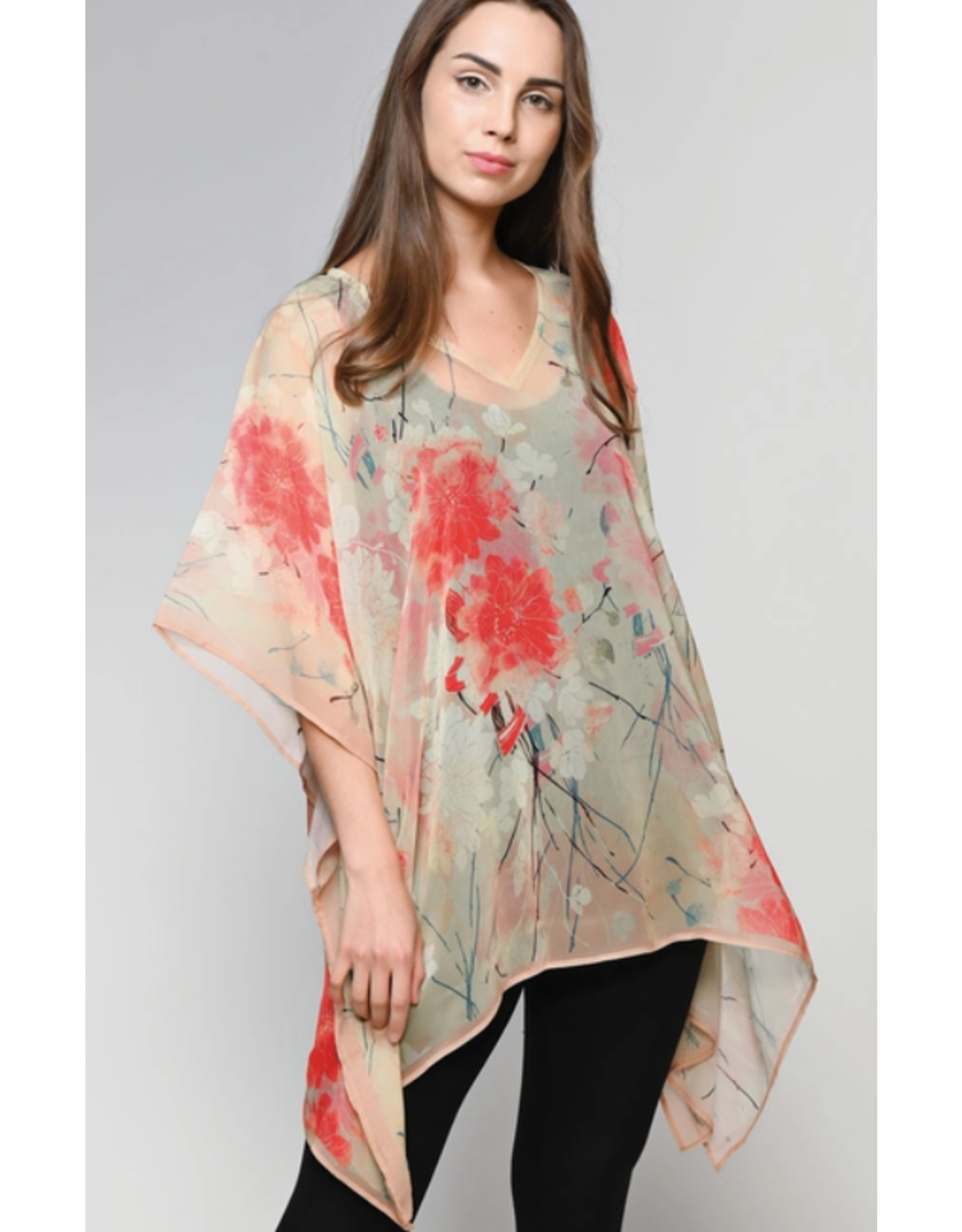 India Kumari Tunic - Ivory & Coral, India