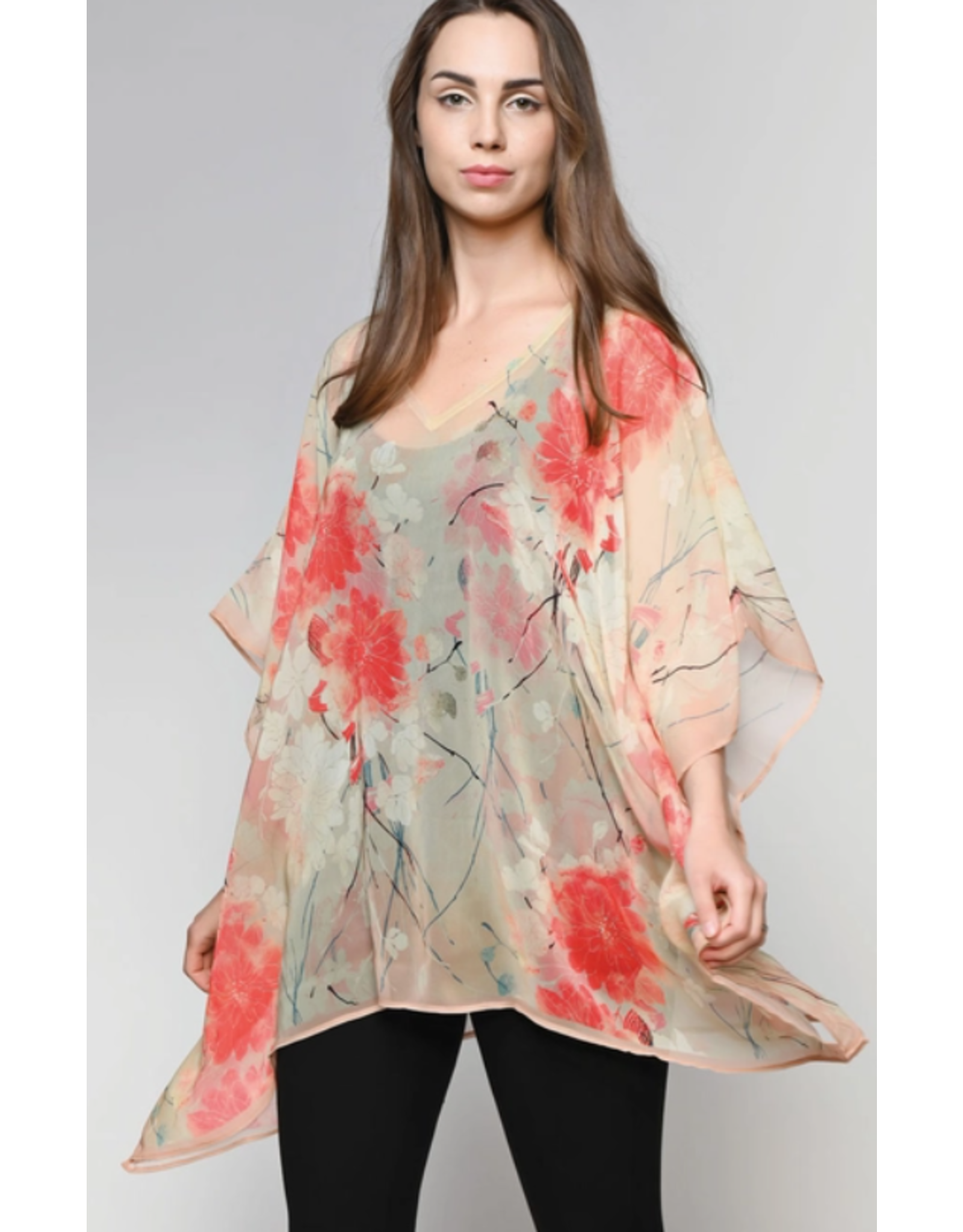 India Kumari Tunic - Ivory & Coral, India